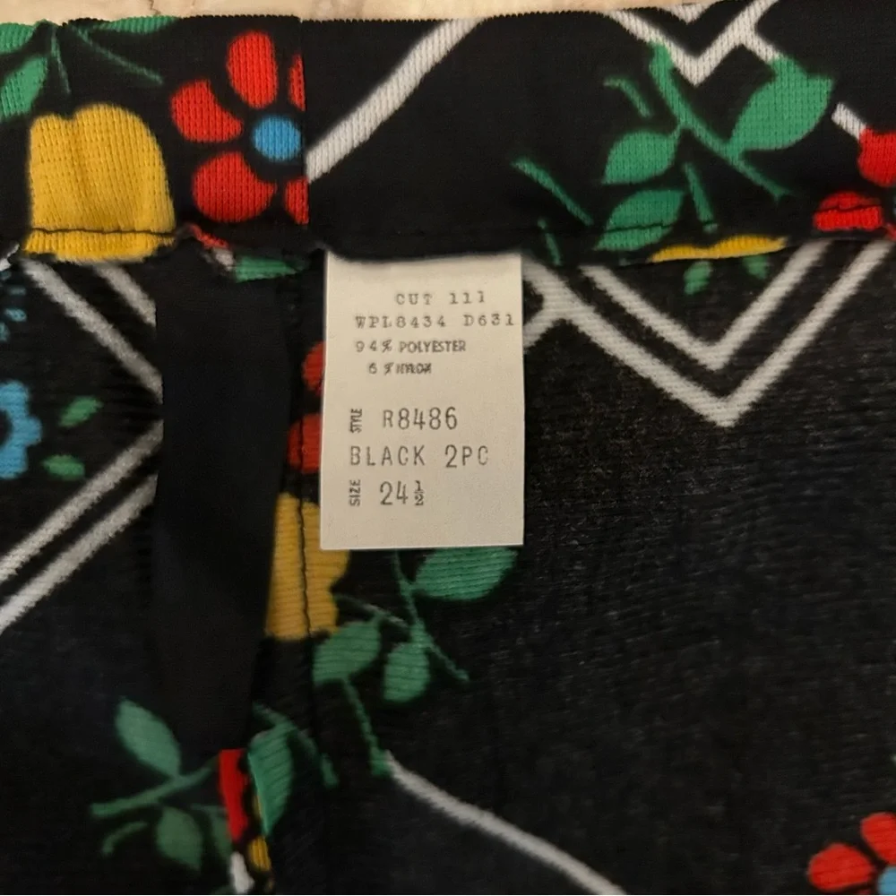 70s Vintage Sears Fashion Top Skirt Set Black